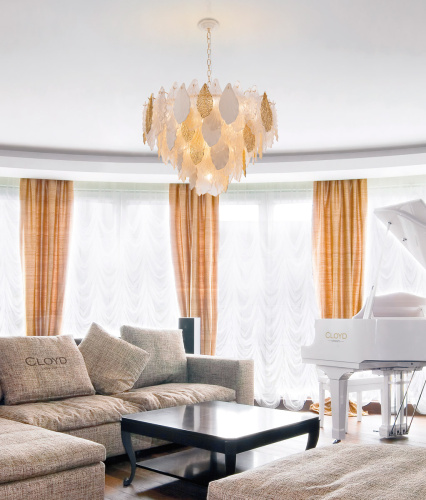 Люстра Cloyd SENEGAL-A C21 / Ø80 см - с золотыми листьями - золото (арт.10367)