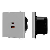 Механизм розетки с быстрой USB зарядкой SCT-NOBE-MUAC-SFPL-FC-IS (65W, QC3) Arlight 059447