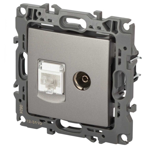 Розетка ЭРА Серия 12 12-3110-16 комбинированная RJ45+TV, титан Б0065646 фото 4