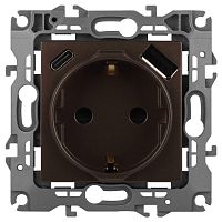Розетка ЭРА Серия 12 12-4108-13 2P+E 16A-250В со шторками с USB type-A+C 5В-3А бронза Б0067757