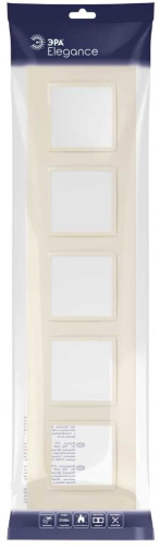 Рамка для розеток и выключателей ЭРА Elegance 14-5015-02 Classic, на 5 постов, слоновая кость Б0060592 фото 4