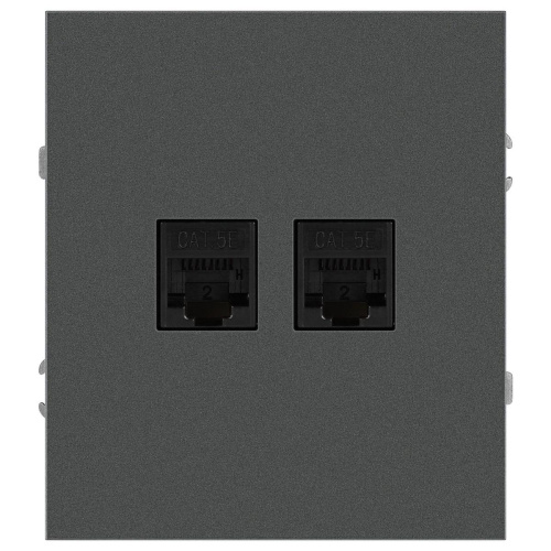 Розетка ЭРА Arktik 16-3108-06 информационная двойная 2XRJ45 графит Б0070489