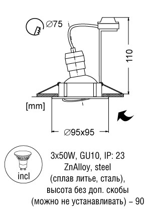 Точечный встраиваемый светильник Arte Lamp WOOD A2208PL-3BR фото 2 Точечный встраиваемый светильник Arte Lamp WOOD A2208PL-3BR фото 2