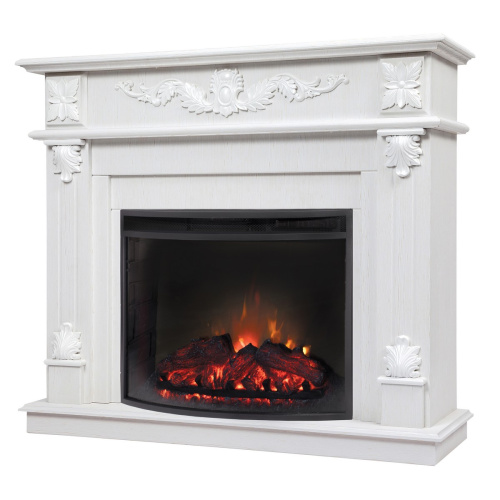 Каминокомплект PHILADELPHIA/ВЕРОНА Белое золото с очагом Электроочаг EVRIKA 25.5 фото 2