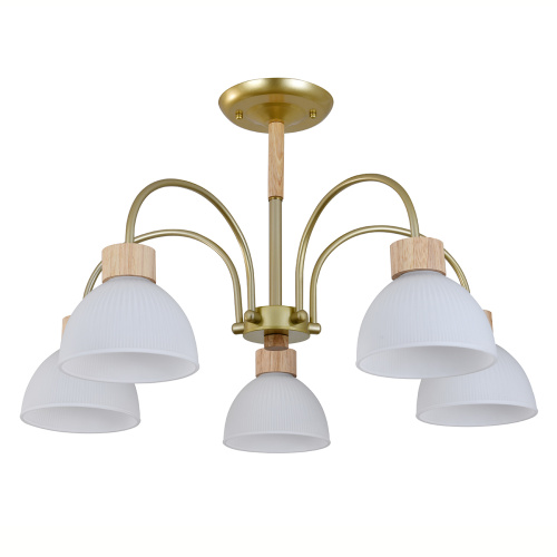 Светильник на штанге 150005/5R E27*60W Gold/Wood фото 2