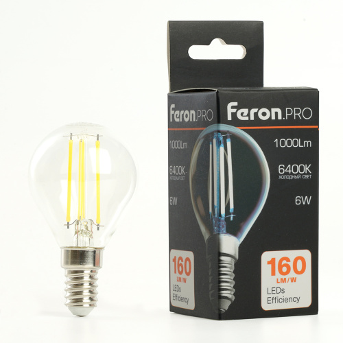 Лампа светодиодная Feron.PRO LB-1706 Шарик E14 1000LM 6W 175-265V 6400K фото 2