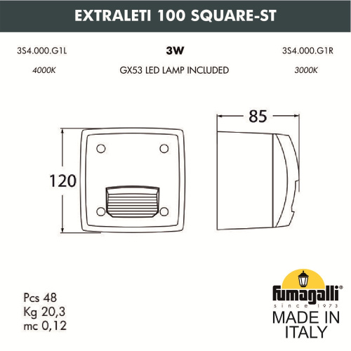 Светильник для подсветки лестниц накладной FUMAGALLI EXTRALETI 100 Square--ST 3S4.000.000.LYG1L фото 2 Светильник для подсветки лестниц накладной FUMAGALLI EXTRALETI 100 Square--ST 3S4.000.000.LYG1L фото 2