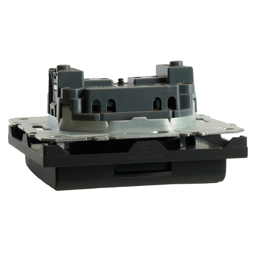 RST16-5113-05 Розетка 1-местная с крышкой с защ. штор STEKKER, б/з, IP42, 250В, 16А, серия Эмили, RST16-5113-05, черный уголь, soft touch фото 4
