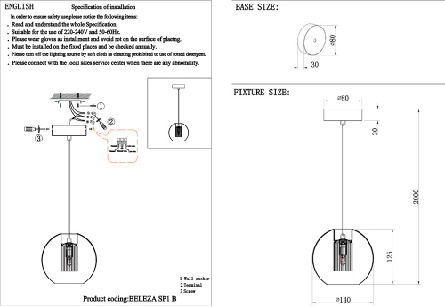 Crystal Lux Светильник подвесной Crystal Lux BELEZA SP1 B CHROME фото 5