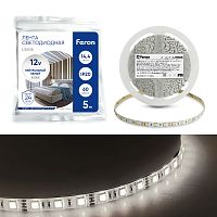 Светодиодная LED лента Feron LS606, 60SMD(5050)/m 14.4W/m 12V 5m 4000К
