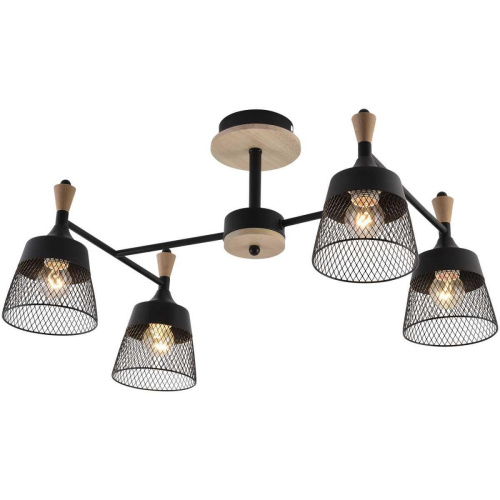 Потолочная люстра Reluce 01492-0.3-04 BK+WOOD Потолочная люстра Reluce 01492-0.3-04 BK+WOOD