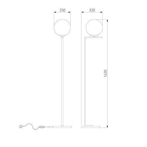 Напольный светильник с плафоном 01214/1 хром фото 2