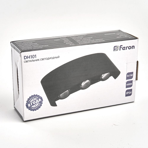 Светильник уличный светодиодный Feron DH101, 6*1W, 450Lm, 4000K, черный фото 2