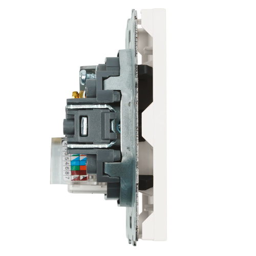 Розетка TV + компьютерная RJ-45 (механизм), STEKKER, серия Эмили, RST00-5106-01, белый фарфор, soft touch фото 3