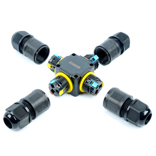 Соединитель-коннектор для проводов X 3-контактный LD557 STEKKER, водонепрониц. пружинный контакт фото 9