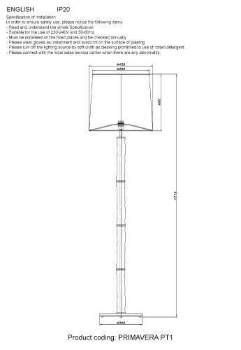 Торшер Crystal Lux PRIMAVERA PT1 GOLD фото 4 Торшер Crystal Lux PRIMAVERA PT1 GOLD фото 4