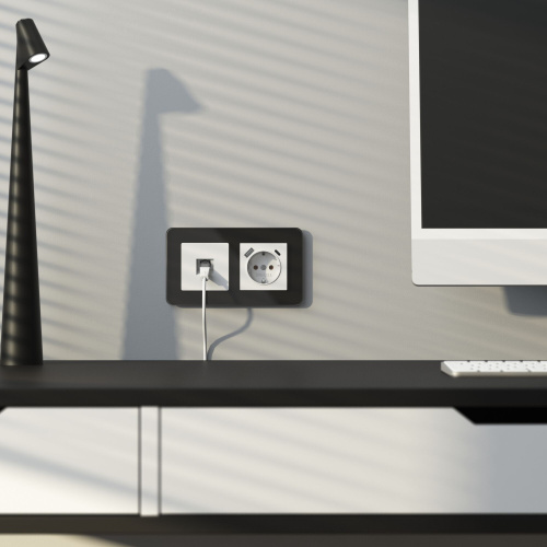 Рамка из стекла на 2 поста Elite черный W0022448 фото 2