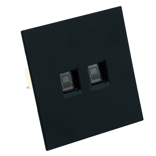 Розетка компьютерная 2-местная RJ-45 (механизм), STEKKER,  серия Мия, RST00-3111-05, черный бархат фото 5