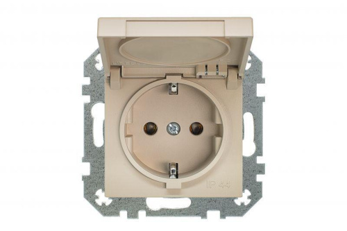 Розетка 2P+E Liregus Retro с крышкой кремовый омбре 29-123 фото 2 Розетка 2P+E Liregus Retro с крышкой кремовый омбре 29-123 фото 2