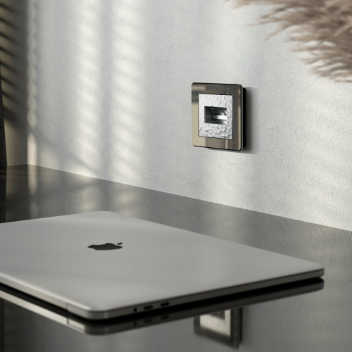 Накладка для двойной розетки Еthernet RJ-45 (Hammaer серебряный) W1291106 фото 2