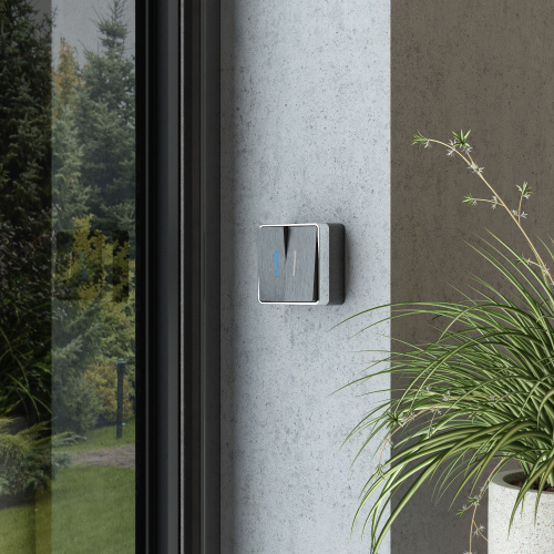 Выключатель двухклавишный с подсветкой Gallant графит рифленый W5020104 фото 2