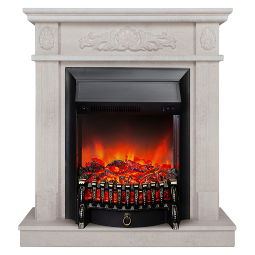Электрокамин RealFlame Adelaida WT белый камень с очагом Fobos Lux Black Электрокамин RealFlame Adelaida WT белый камень с очагом Fobos Lux Black