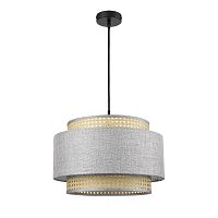 8043/1 MODERNI LN26 338 черный/серый/бежевый, металл/текстиль/ротанг Подвесной светильник Е27 1*60W 220V LAUNA