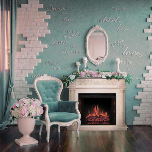 Каминокомплект ATTICA/СИЦИЛИЯ Айвори с очагом Электроочаг EPSILON 26 фото 5