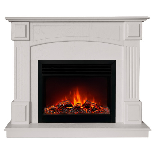 Каминокомплект CAROLINA/БОСТОН Береза белая с очагом Электроочаг MOONBLAZE LUX/МУНБЛЕЙЗ