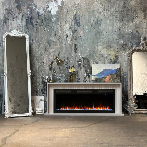 Каминокомплект LORETTO/БЕЛЛА Айс кашемир с очагом Электроочаг EMERALD/ЭМЕРАЛЬД 50 фото 2