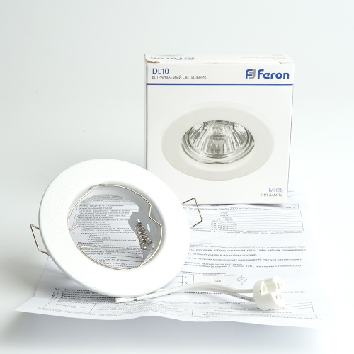 Светильник потолочный встраиваемый Feron  DL10 MR16 50W G5.3 белый матовый фото 4