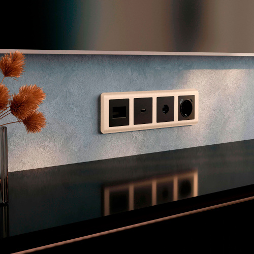 Рамка из поликарбоната на 4 поста Stream шампань W0042111 фото 4