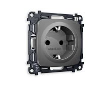 Комплект механизма электрической розетки AMBRELLA VOLT OMEGA Антрацит серый с/з и шторками QUANT (OP6570, VM141) MO657010