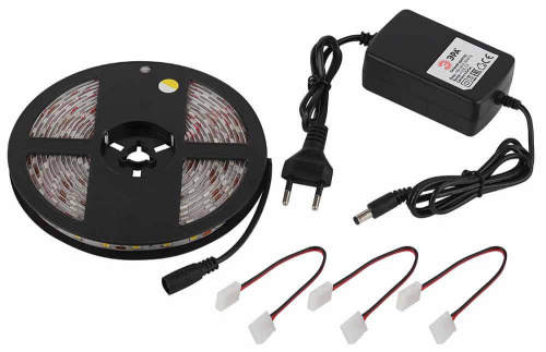 Светодиодная влагозащищенная лента ЭРА 14,4W/m 60LED/m 5050SMD теплый белый 5M 5050kit-14,4-60-12-IP65-2700-5m Б0043069 фото 2