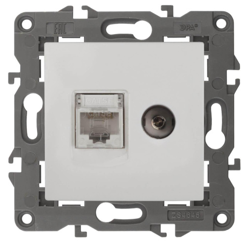 Розетка комбинированная RJ45+TV ЭРА Elegance 14-3110-01 Б0034314 Розетка комбинированная RJ45+TV ЭРА Elegance 14-3110-01 Б0034314