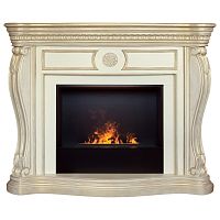 Каминокомплект BARCELONA/БАРСЕЛОНА Бежевый дуб с золотой патиной с очагом Электроочаг CASSETTE/КАССЕТА 630