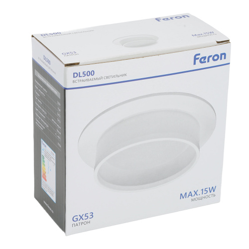 Светильник встраиваемый Feron DL500 потолочный GX53 белый круг фото 5