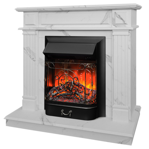 Электрокамин RealFlame Rodos WT цвет мрамор белый с очагом Majestic Lux Black Электрокамин RealFlame Rodos WT цвет мрамор белый с очагом Majestic Lux Black