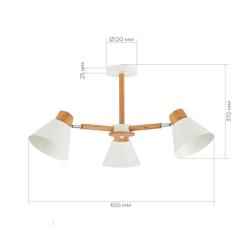 SLE103702-03 Светильник потолочный Светлое дерево, Белый/Белый E27 3*60W BUVE фото 2