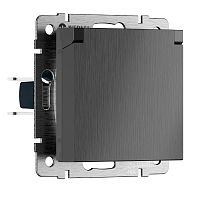 Розетка влагозащ. с зазем. с защит. крышкой и шторками N (графит рифленый) W1171204W1171204