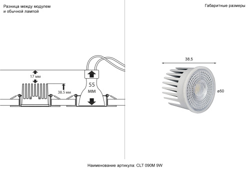 Светодиодный модуль Crystal Lux CLT 090M 9W 3000K WH фото 2