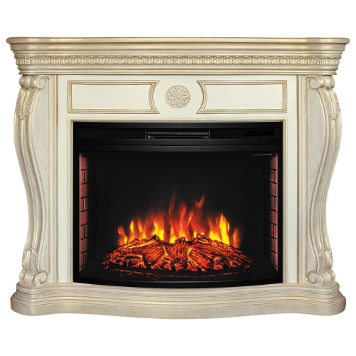 Каминокомплект BARCELONA/БАРСЕЛОНА Бежевый дуб с золотой патиной с очагом Электроочаг FIRESPACE/ФАЕРСПЕЙС 33