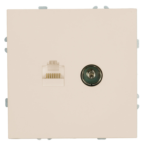 Розетка TV + компьютерная RJ-45 (механизм), STEKKER, серия Эмили, RST00-5106-08, кашемир, soft touch