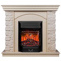 Каминокомплект ELFORD/РАЛЬФ Бежевый дуб с очагом Электроочаг MAJESTIC LUX/МАДЖЕСТИК
