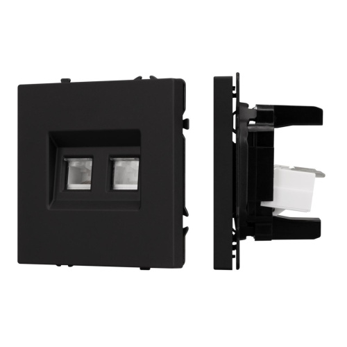 Механизм сдвоенной телефонной розетки SCT-NOBE-MTL2-SFPL-BK (RJ-11, 4C) Arlight 054309 Механизм сдвоенной телефонной розетки SCT-NOBE-MTL2-SFPL-BK (RJ-11, 4C) Arlight 054309