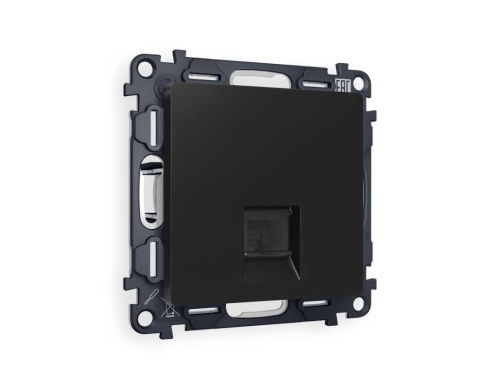 Комплект механизма компьютерной розетки AMBRELLA VOLT ALFA Черный матовый RJ-45(8P8C) CAT6 с шторкой QUANT (AP8120, VM188) MA812010