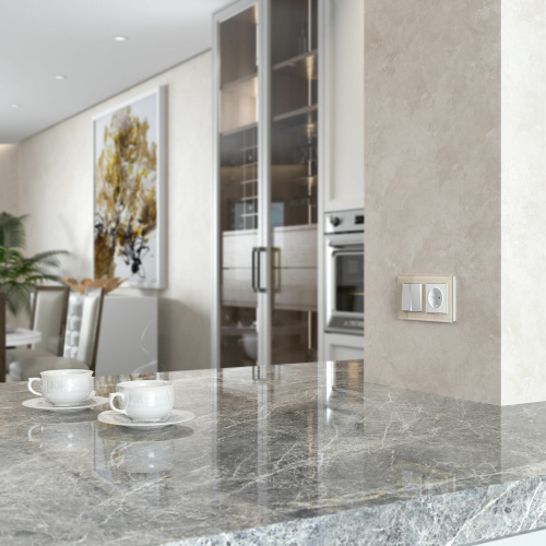 Выключатель двухклавишный проходной (белый матовый) W1122061 фото 6