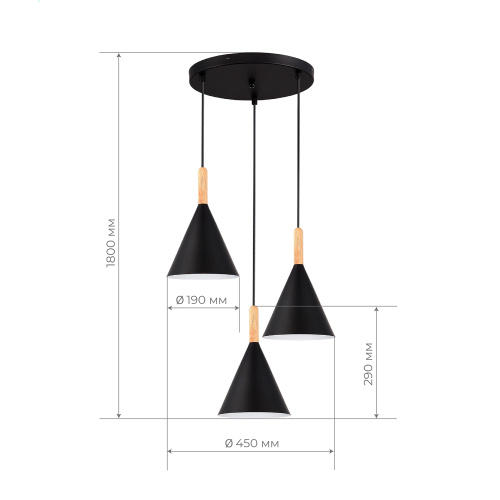 SLE1255-423-03 Светильник подвесной Черный/Черный E27 3*40W ARKET SLE1255-423-03 Светильник подвесной Черный/Черный E27 3*40W ARKET