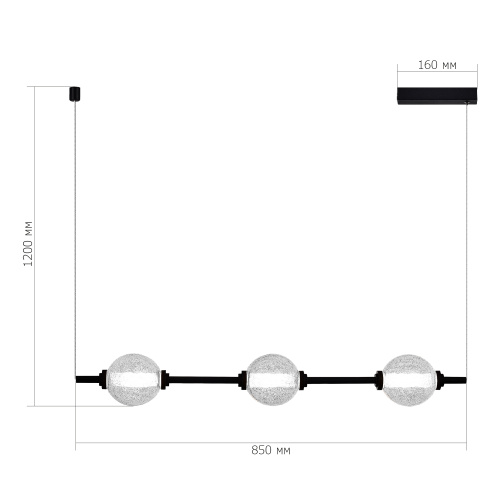 SL6120.403.03 Светильник подвесной ST-Luce Черный/Прозрачное кракелированное стекло LED 3*8,5W 3000K PEEK фото 2
