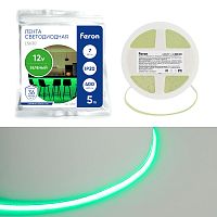 Светодиодная COB лента Feron LS630, 400SMD(2110)/ 7Вт/м 12V 5000*3*1.8мм зеленый, IP20